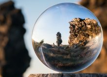 hike views in small glass sphere