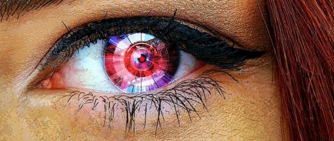 womans bionic red eye edit