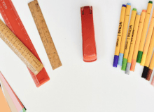 rulers stapler pens and paper