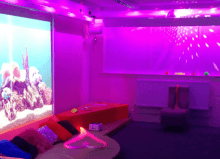 multisensory room redbank house with purple lighting and fish projection screen