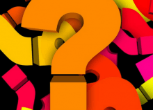 colourful question marks on black background