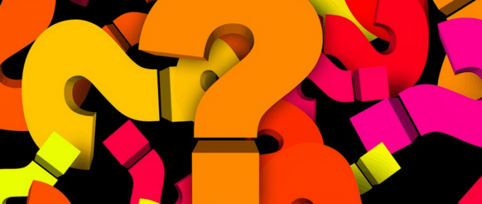 colourful question marks on black background