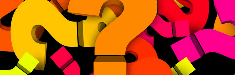 colourful question marks on black background