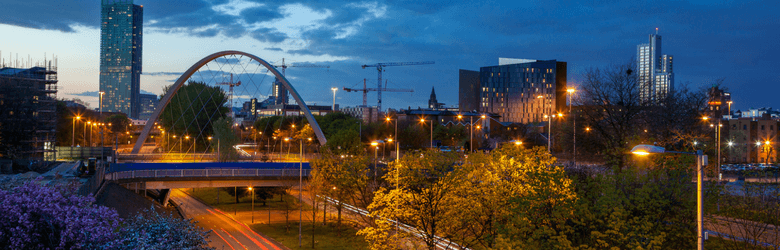 skyline of Manchester in the evening