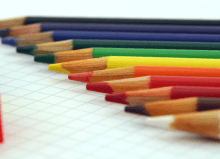 colourful pencils with colourful sharpeners