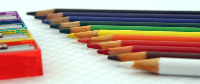 colourful pencils with colourful sharpeners