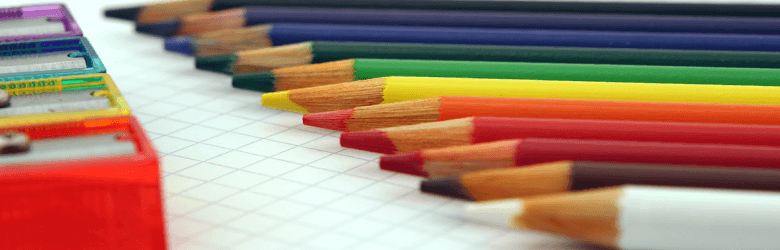 colourful pencils with colourful sharpeners