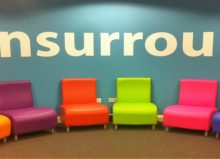 colourful chairs and senurround sign redbank house