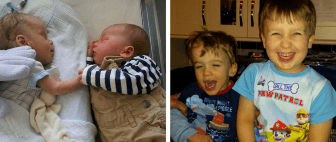 photo of baby brothers and now as they're older