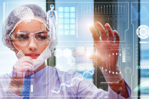 woman in futuristic lab