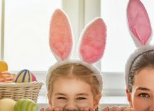 mother and daughter wearing easter bunny ears