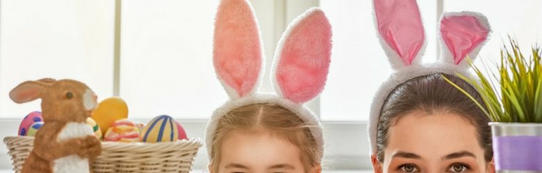 mother and daughter wearing easter bunny ears