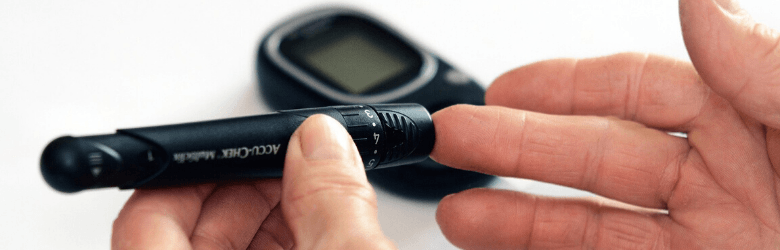 Diabetic person checking their blood sugar